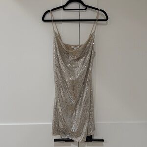 12th Tribe Silver Sequin Mini Dress